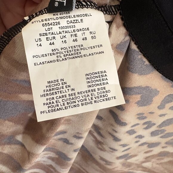 Miraclesuit Dazzle Ocicat Tankini Swimsuit Top Black & Brown Size 14 NEW - Picture 8 of 8